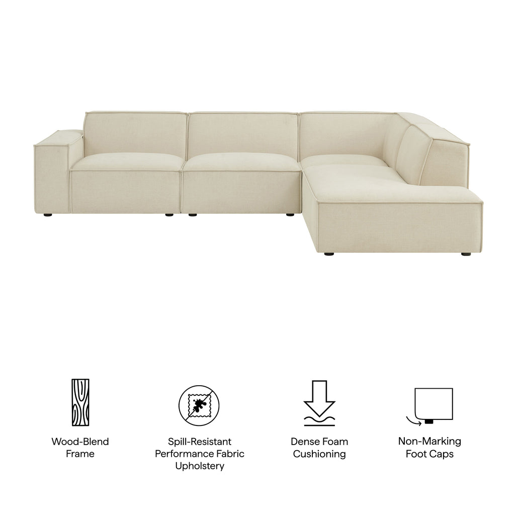 Restore 4-Piece Performance Fabric Upholstered Modular L-Shaped Sofa - Ecru (Chair, Corner Chair, Chaise, Chair)