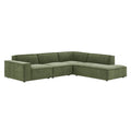 Restore 4-Piece Performance Fabric Upholstered Modular L-Shaped Sofa - Foliage (Chair, Corner Chair, Chaise, Chair)