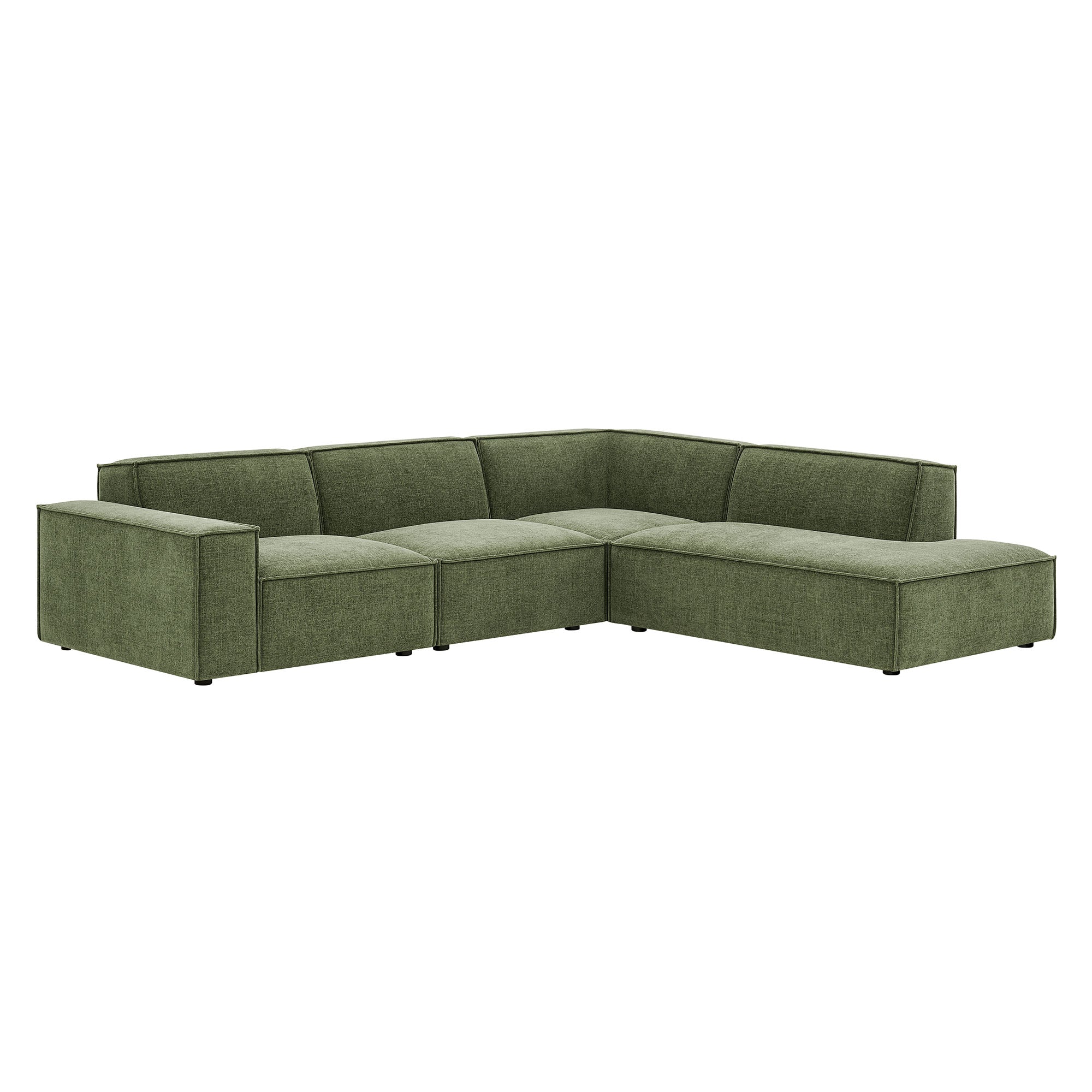 Restore 4-Piece Performance Fabric Upholstered Modular L-Shaped Sofa - Foliage (Chair, Corner Chair, Chaise, Chair)