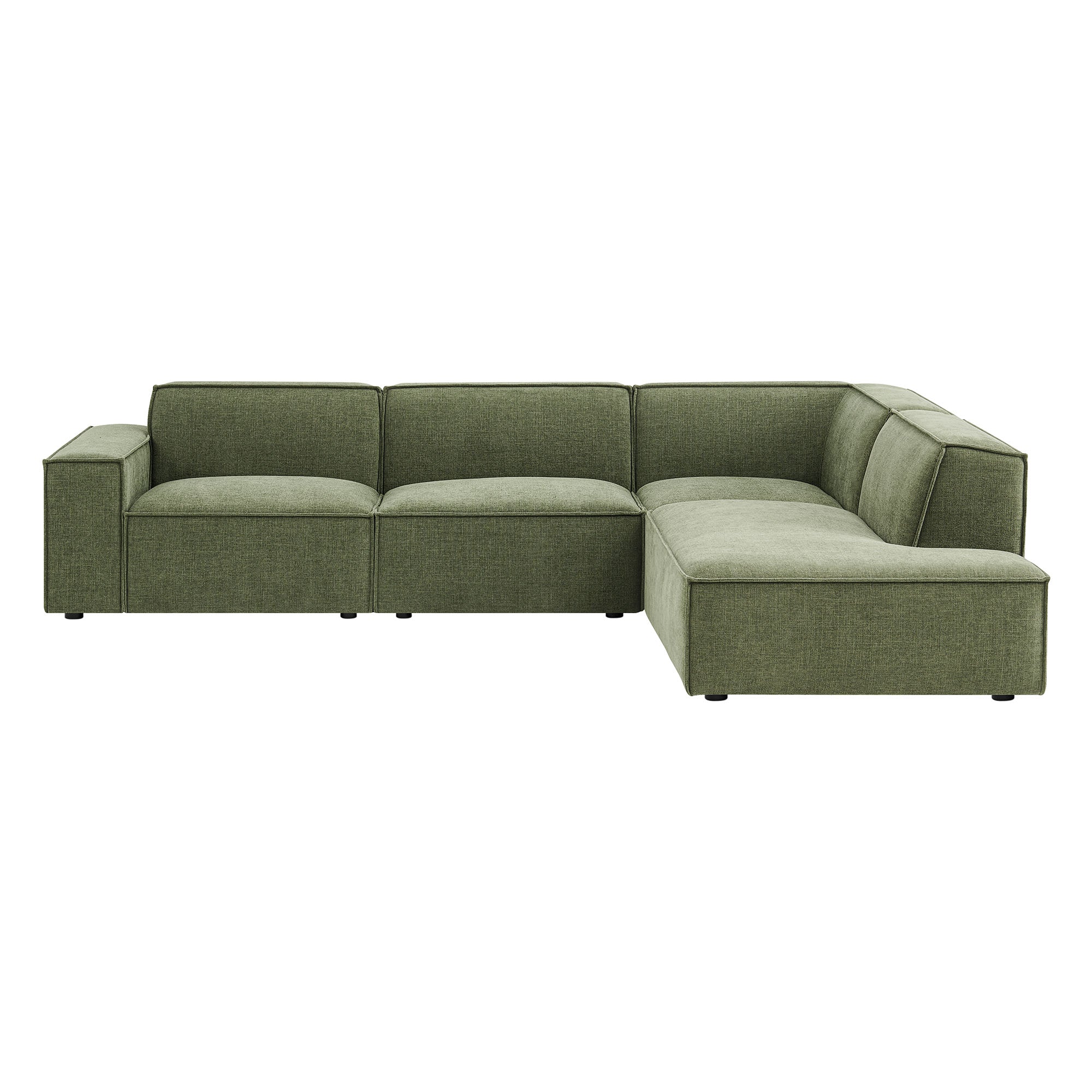 Restore 4-Piece Performance Fabric Upholstered Modular L-Shaped Sofa - Foliage (Chair, Corner Chair, Chaise, Chair)