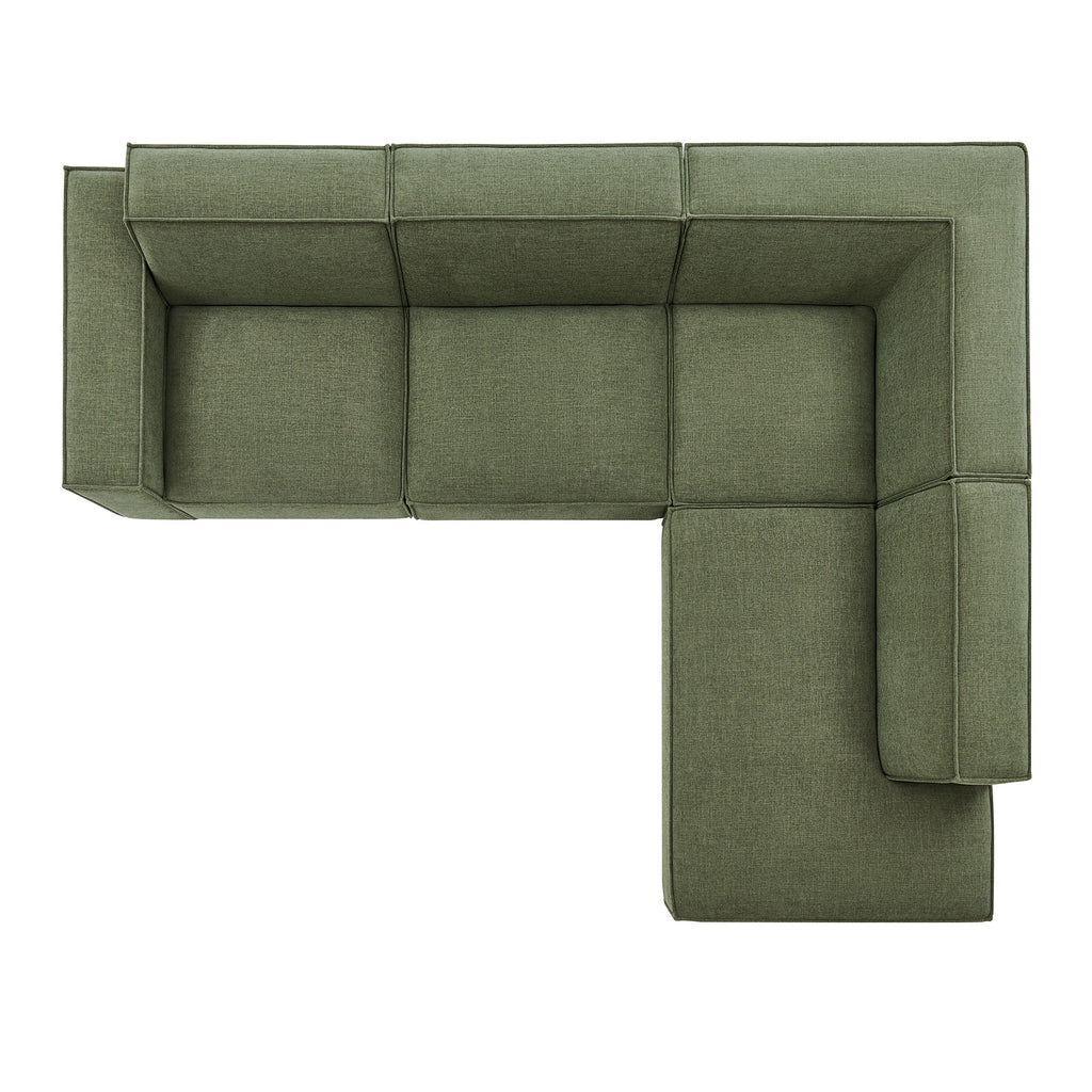 Restore 4-Piece Performance Fabric Upholstered Modular L-Shaped Sofa - Foliage (Chair, Corner Chair, Chaise, Chair)