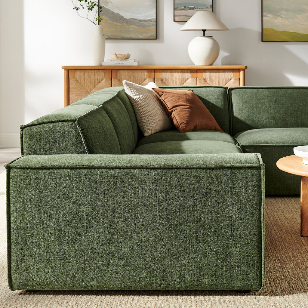 Restore 4-Piece Performance Fabric Upholstered Modular L-Shaped Sofa - Foliage (Chair, Corner Chair, Chaise, Chair)
