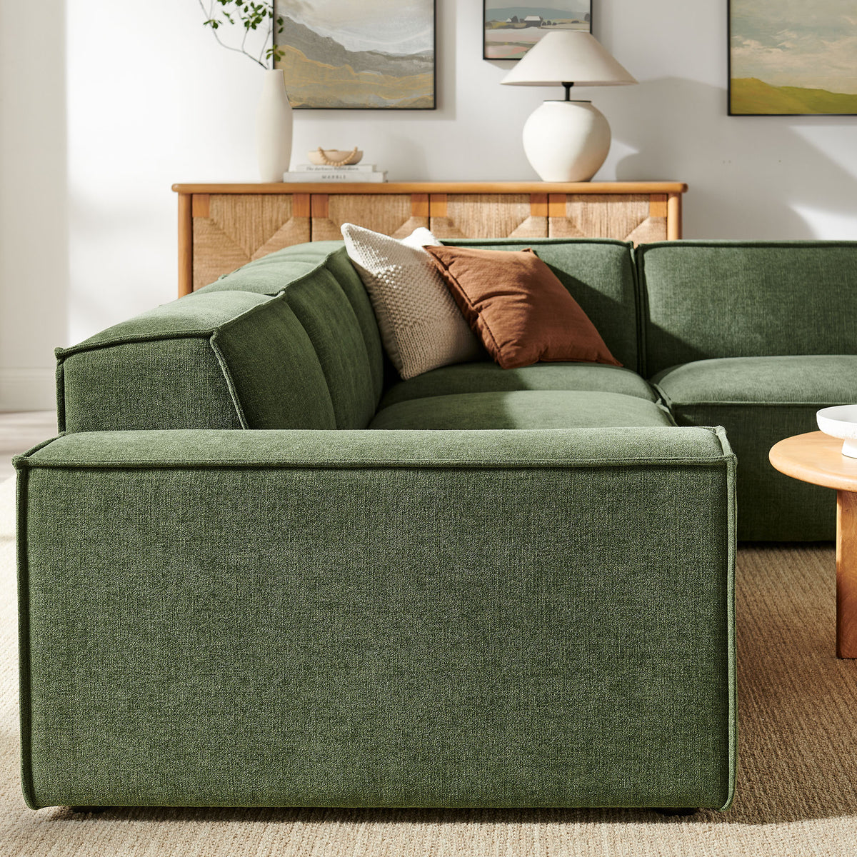 Restore 4-Piece Performance Fabric Upholstered Modular L-Shaped Sofa - Foliage (Chair, Corner Chair, Chaise, Chair)