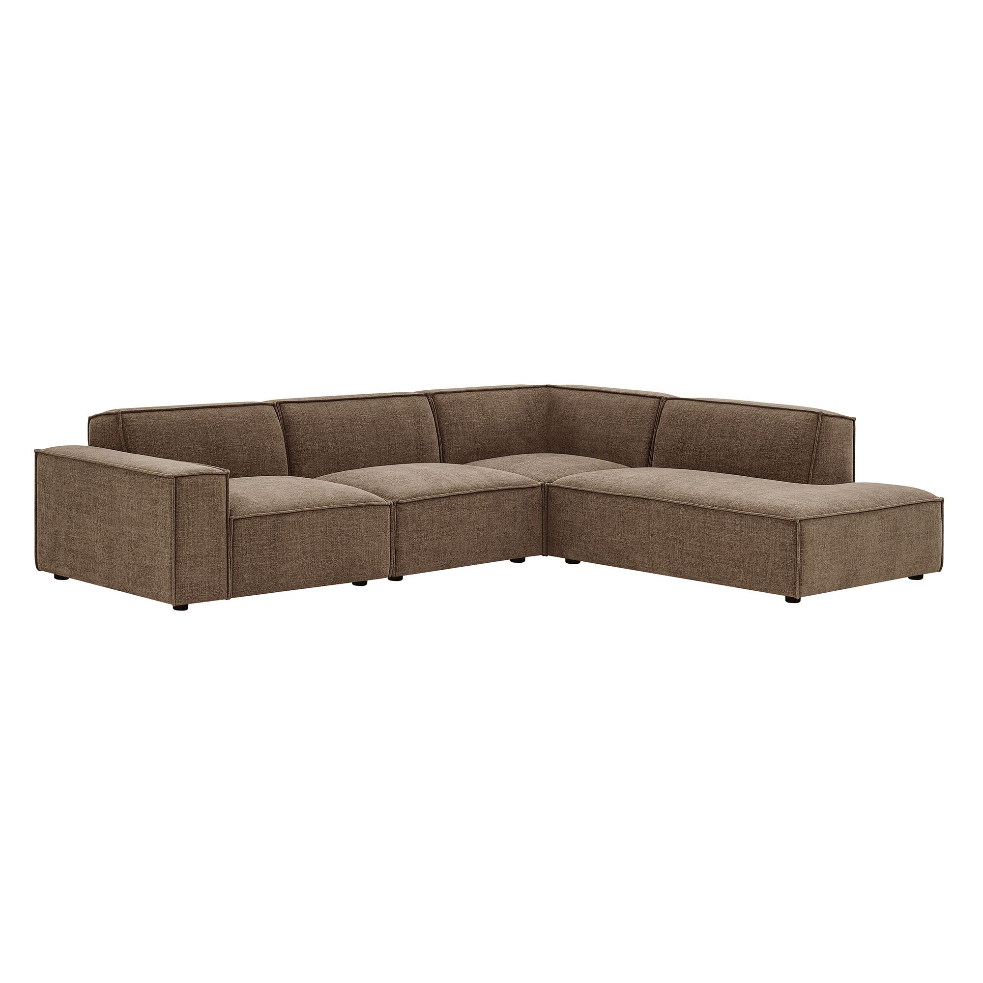 Restore 4-Piece Performance Fabric Upholstered Modular L-Shaped Sofa - Mocha (Chair, Corner Chair, Chaise, Chair)