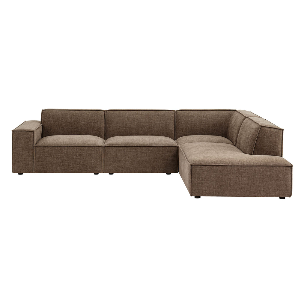 Restore 4-Piece Performance Fabric Upholstered Modular L-Shaped Sofa - Mocha (Chair, Corner Chair, Chaise, Chair)