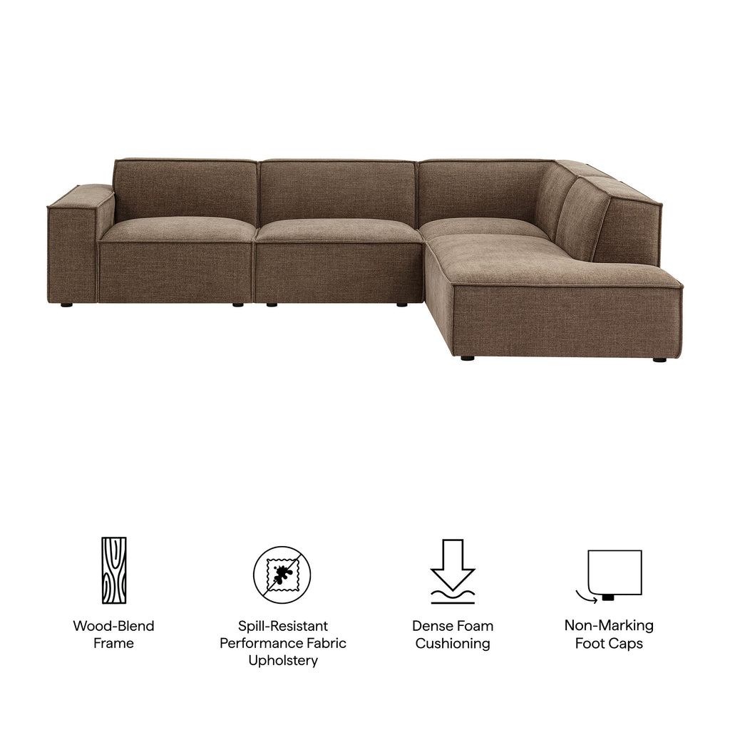 Restore 4-Piece Performance Fabric Upholstered Modular L-Shaped Sofa - Mocha (Chair, Corner Chair, Chaise, Chair)