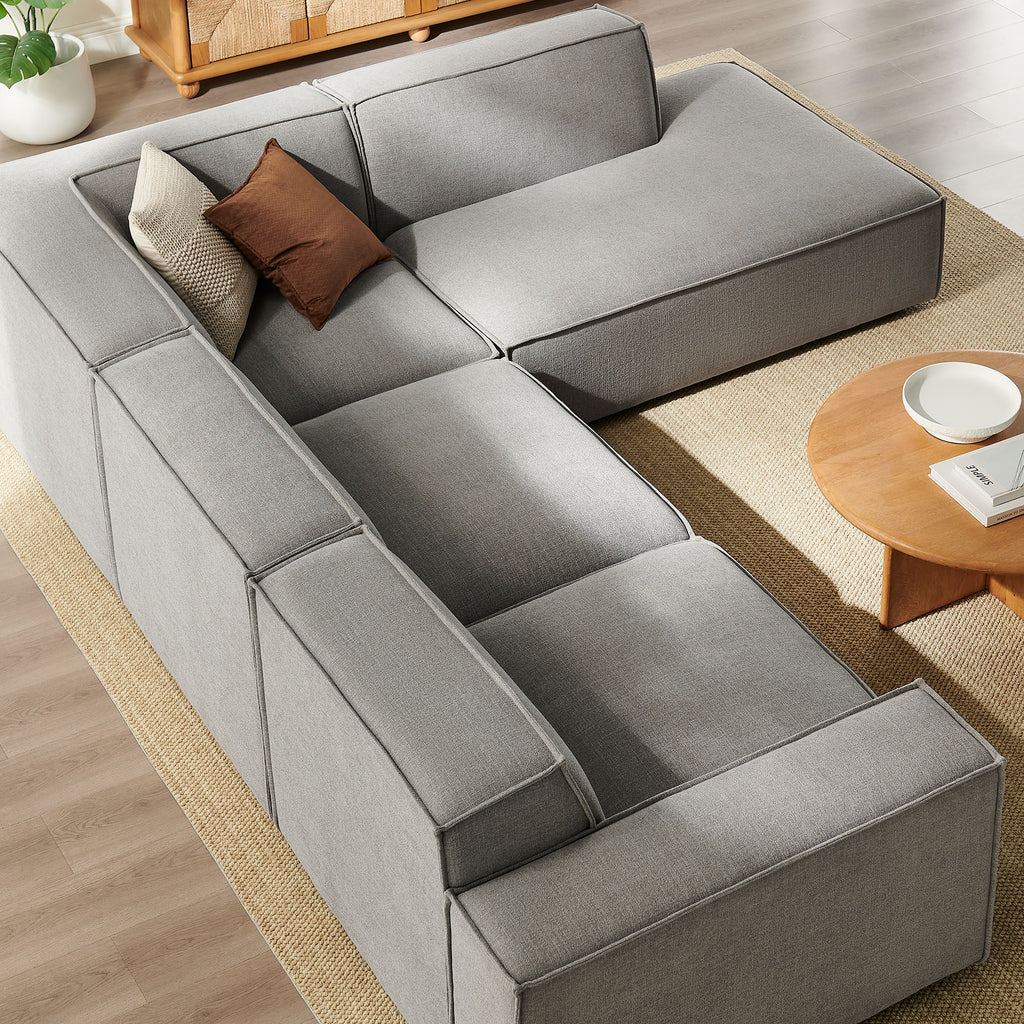 Restore 4-Piece Performance Fabric Upholstered Modular L-Shaped Sofa - Pewter (Chair, Corner Chair, Chaise, Chair)