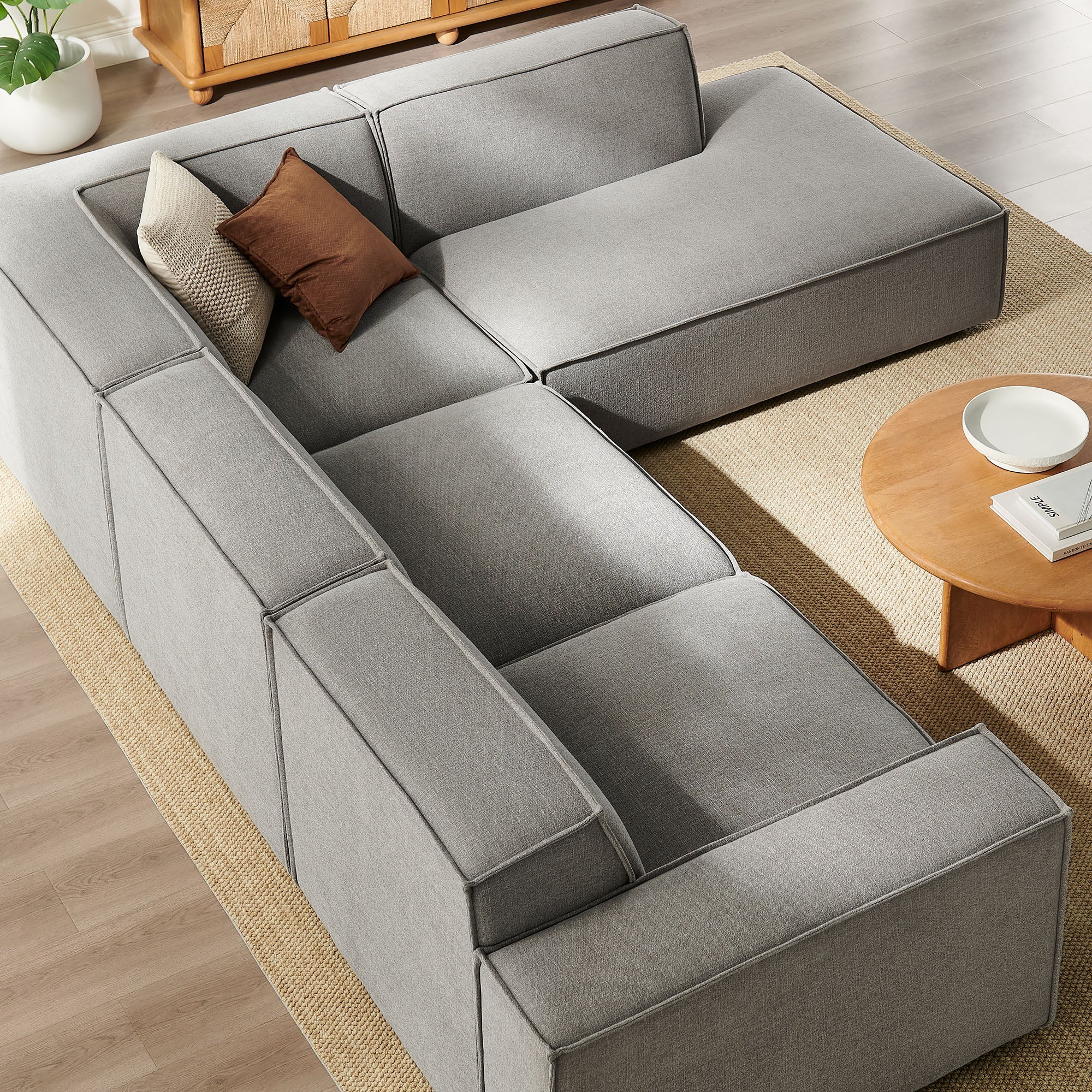 Restore 4-Piece Performance Fabric Upholstered Modular L-Shaped Sofa - Pewter (Chair, Corner Chair, Chaise, Chair)