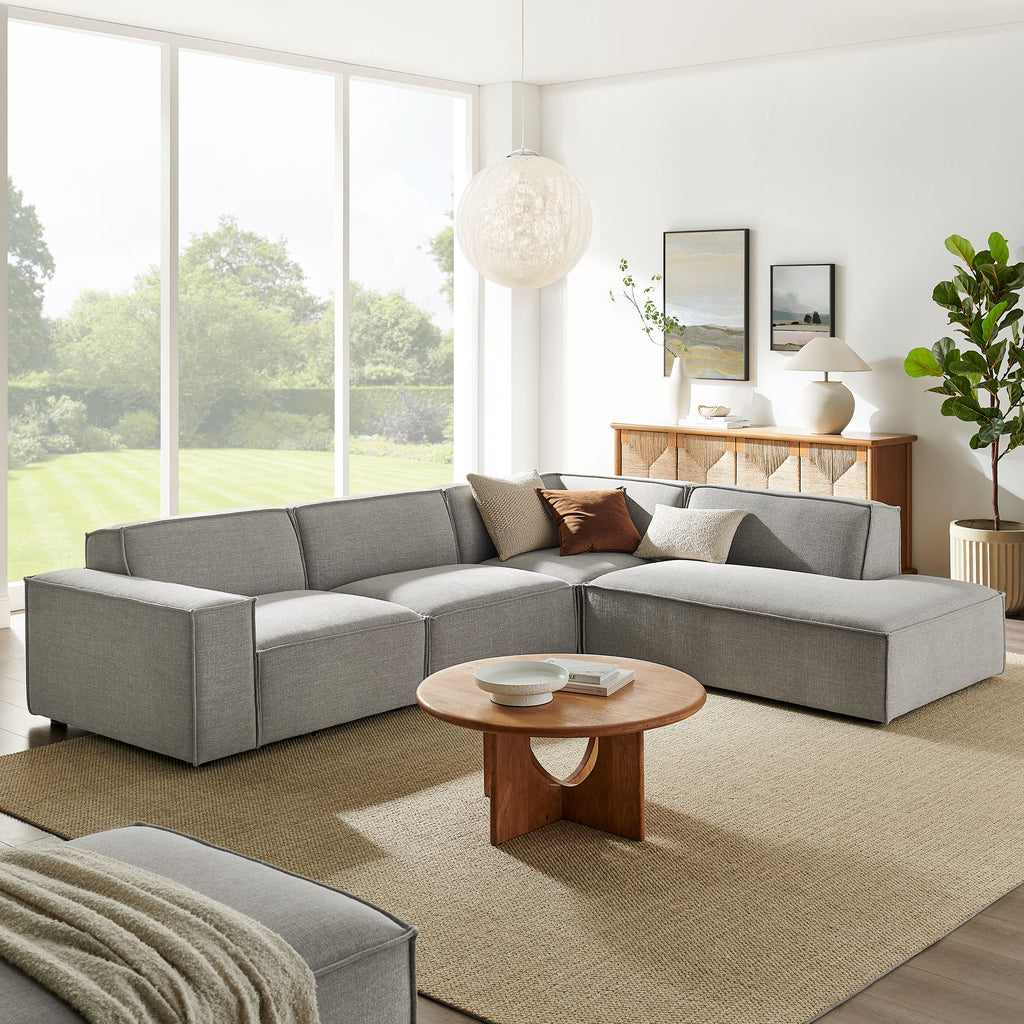 Restore 4-Piece Performance Fabric Upholstered Modular L-Shaped Sofa - Pewter (Chair, Corner Chair, Chaise, Chair)