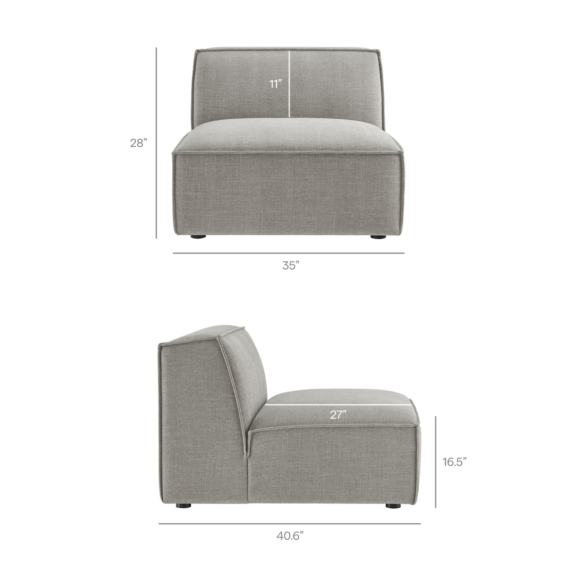 Restore 4-Piece Performance Fabric Upholstered Modular L-Shaped Sofa - Pewter (Chair, Corner Chair, Chaise, Chair)
