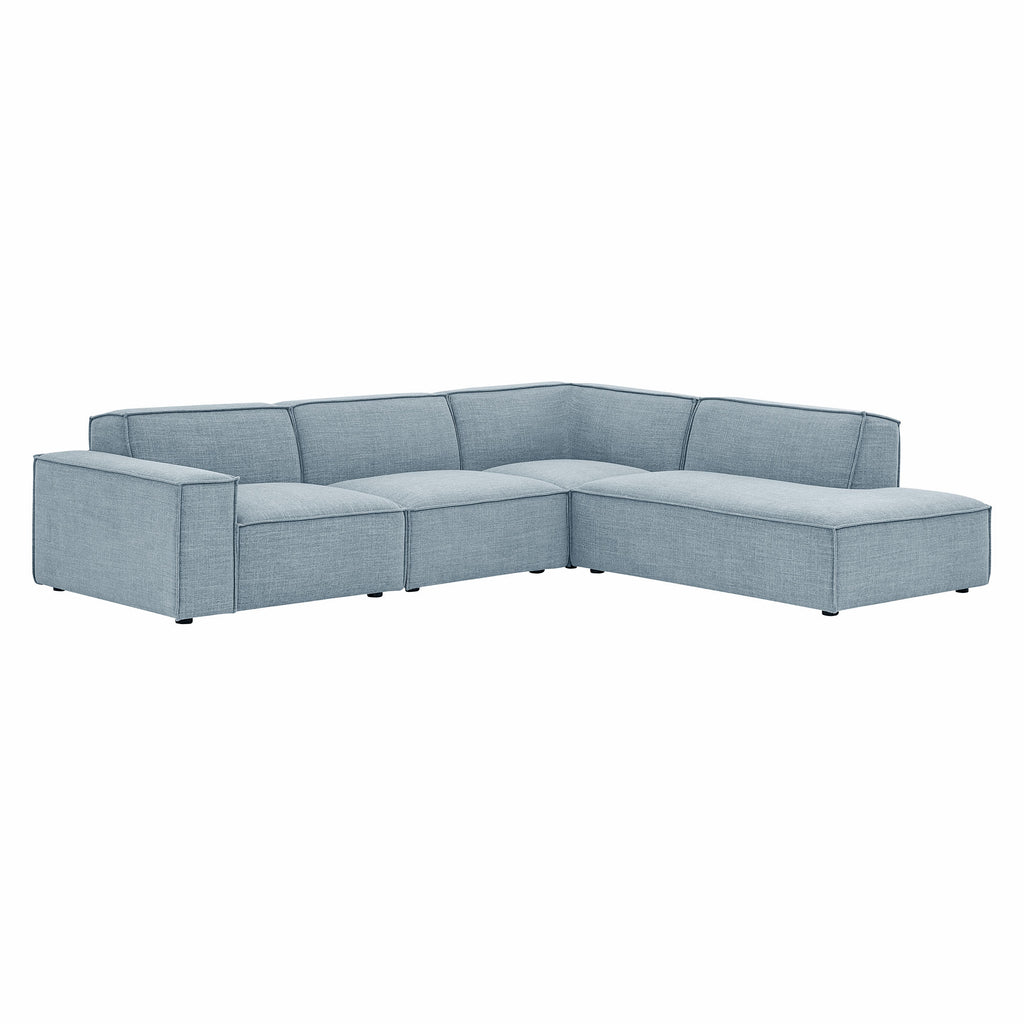 Restore 4-Piece Performance Fabric Upholstered Modular L-Shaped Sofa - Sky (Chair, Corner Chair, Chaise, Chair)