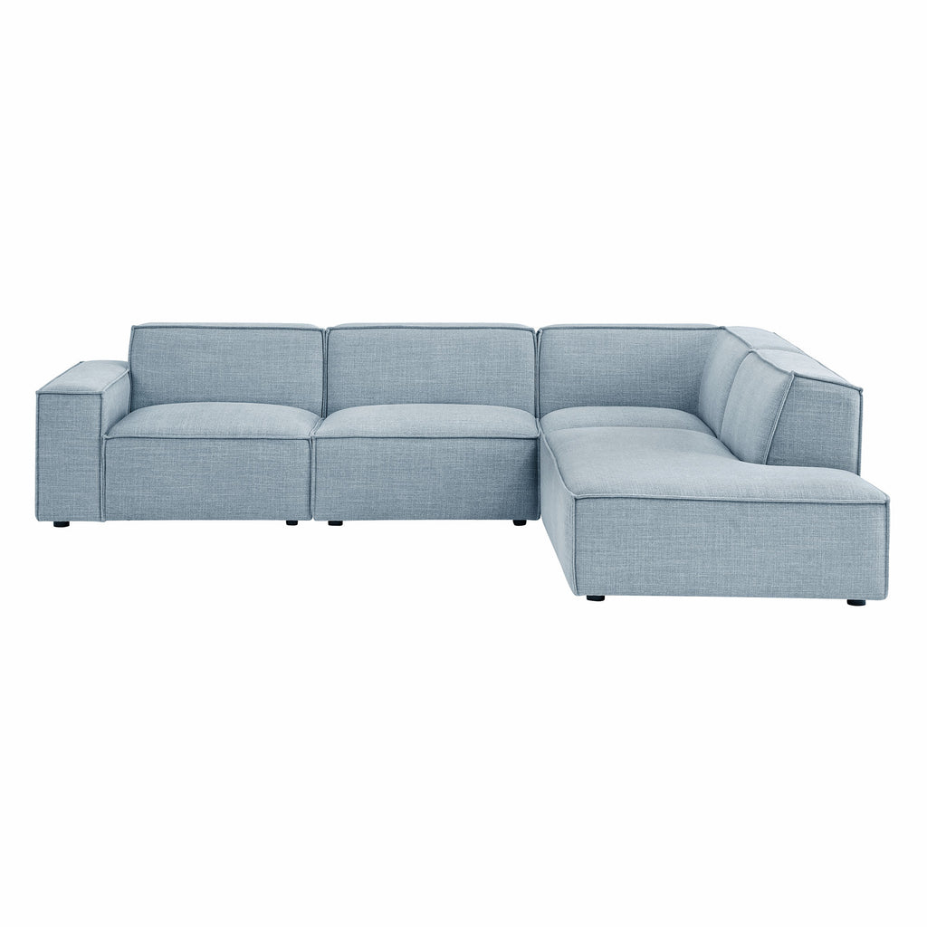 Restore 4-Piece Performance Fabric Upholstered Modular L-Shaped Sofa - Sky (Chair, Corner Chair, Chaise, Chair)