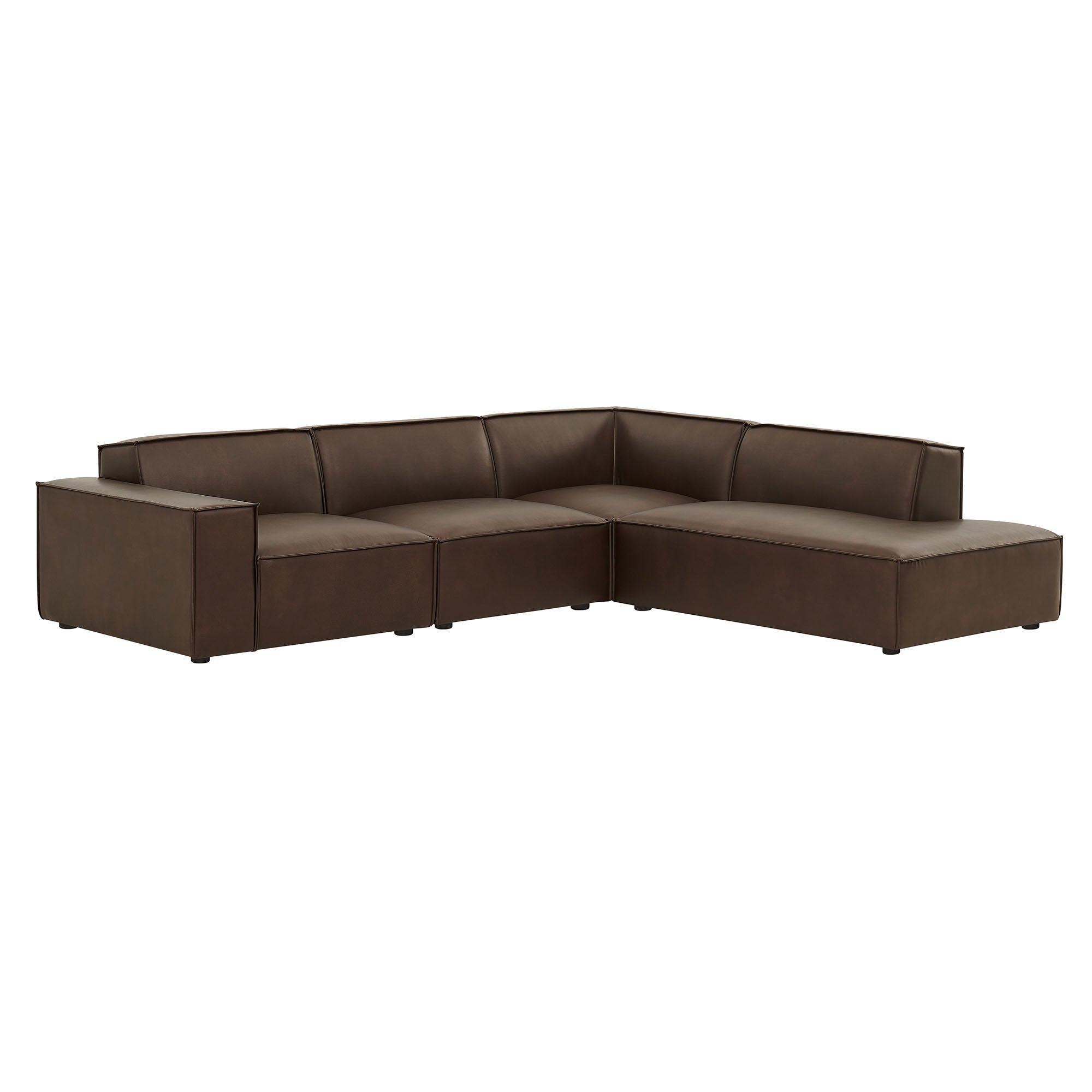 Restore 4-Piece Vegan Leather Modular L-Shaped Sofa - Espresso (Chair, Corner Chair, Chaise, Chair)