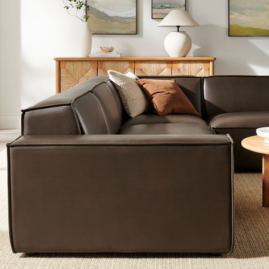 Restore 4-Piece Vegan Leather Modular L-Shaped Sofa - Espresso (Chair, Corner Chair, Chaise, Chair)