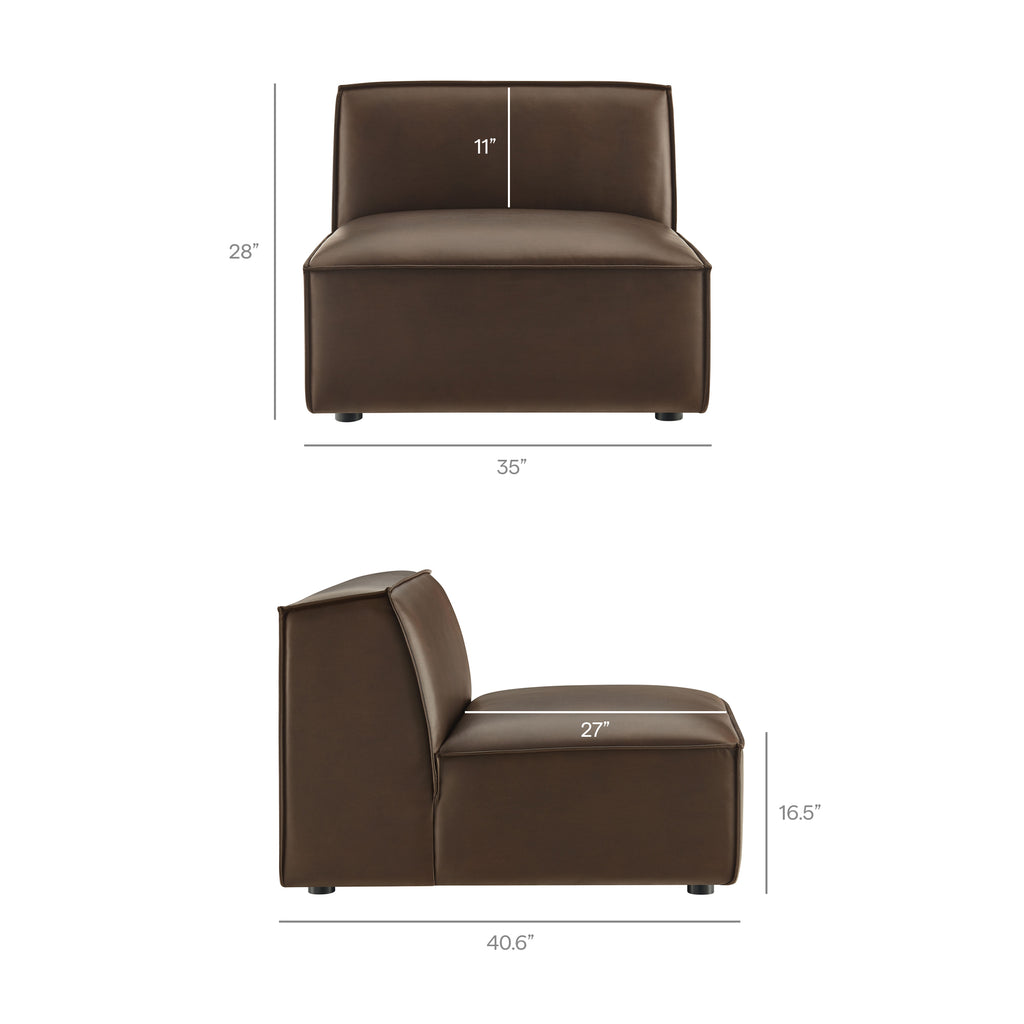 Restore 4-Piece Vegan Leather Modular L-Shaped Sofa - Espresso (Chair, Corner Chair, Chaise, Chair)