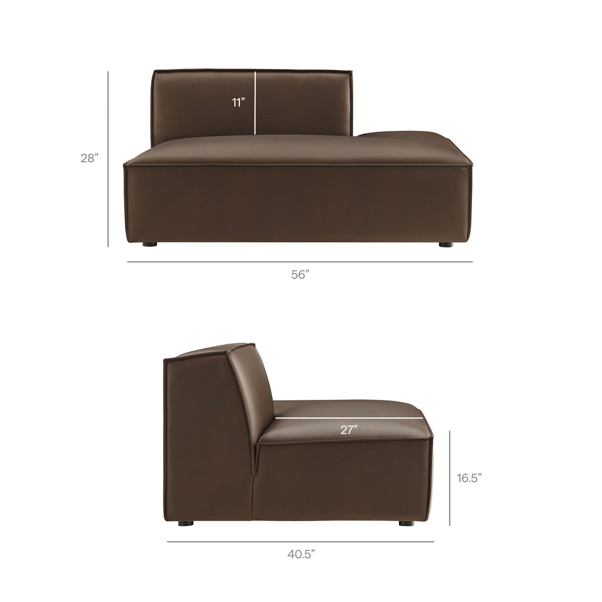 Restore 4-Piece Vegan Leather Modular L-Shaped Sofa - Espresso (Chair, Corner Chair, Chaise, Chair)
