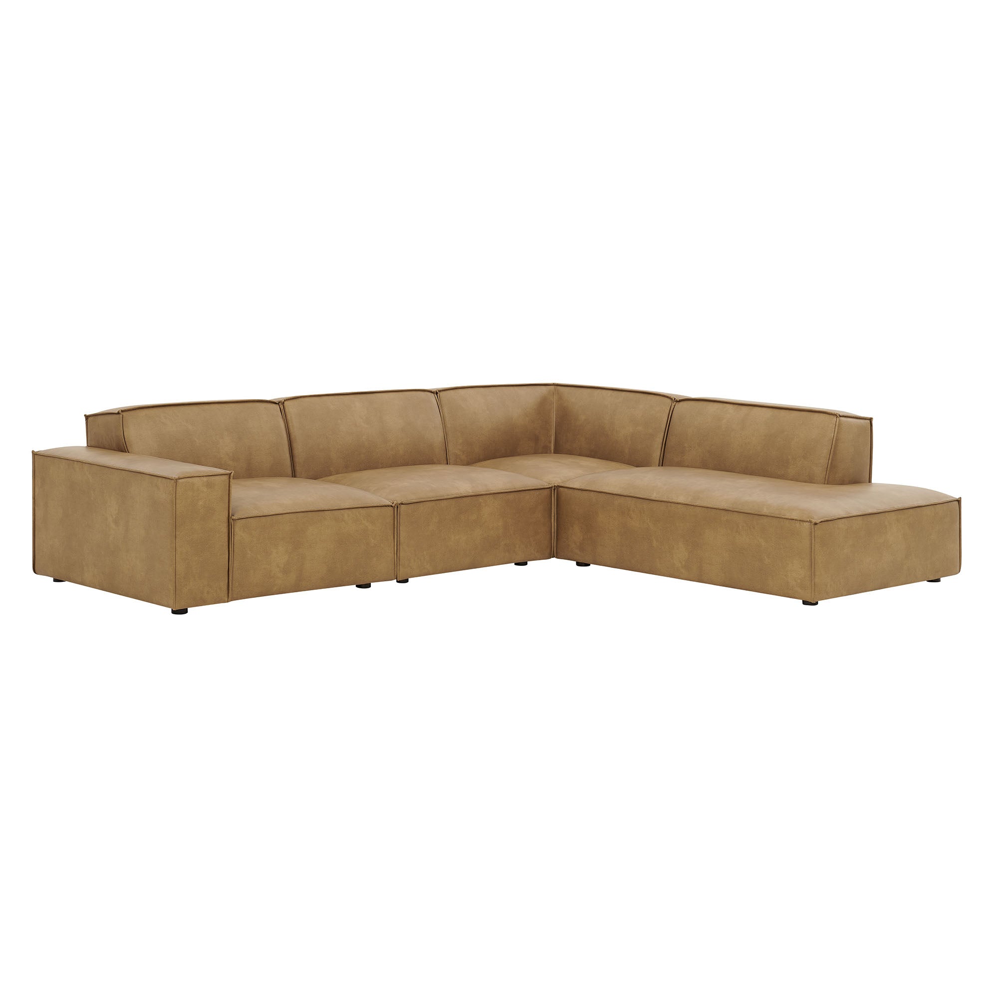 Restore 4-Piece Vegan Leather Modular L-Shaped Sofa - Toast (Chair, Corner Chair, Chaise, Chair)