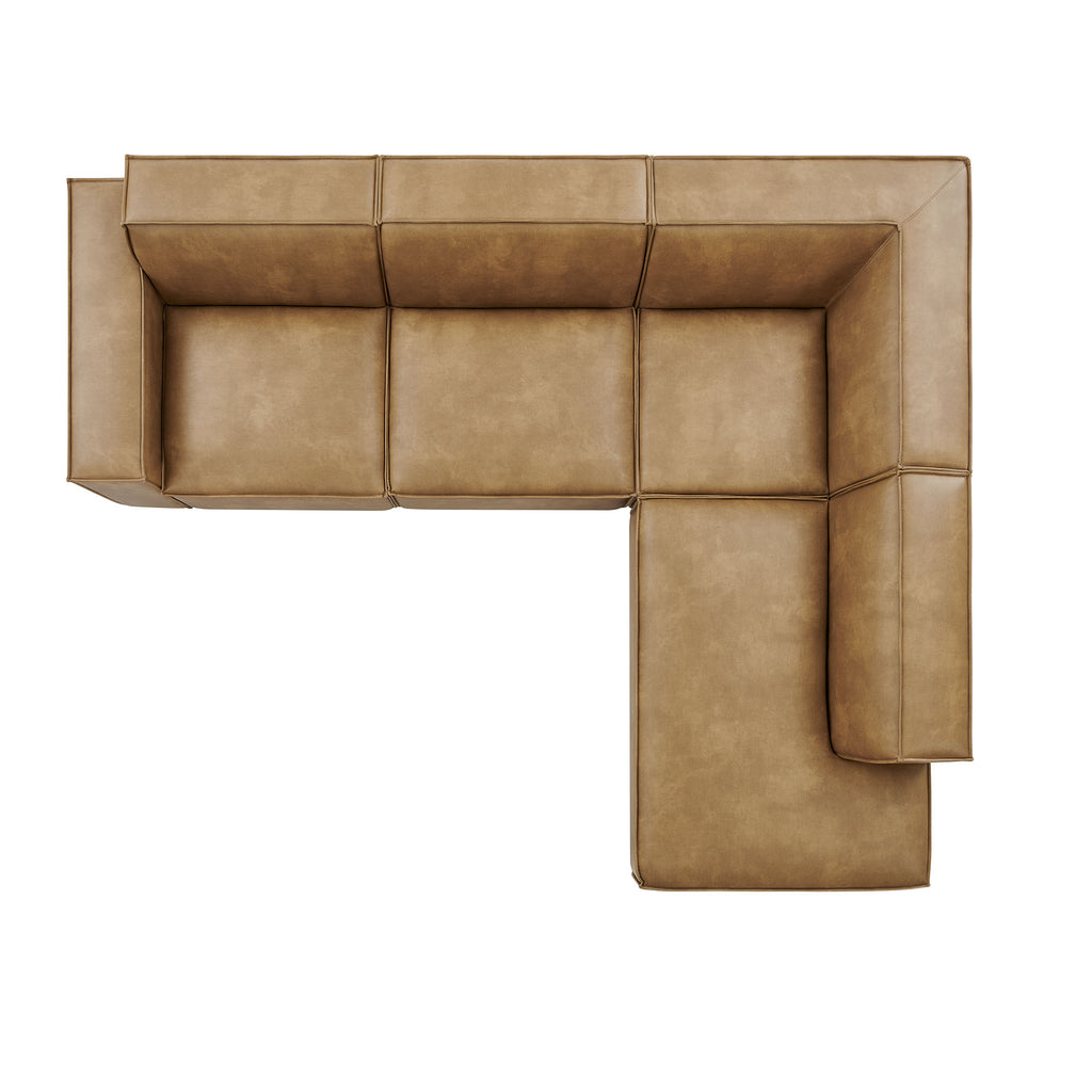 Restore 4-Piece Vegan Leather Modular L-Shaped Sofa - Toast (Chair, Corner Chair, Chaise, Chair)