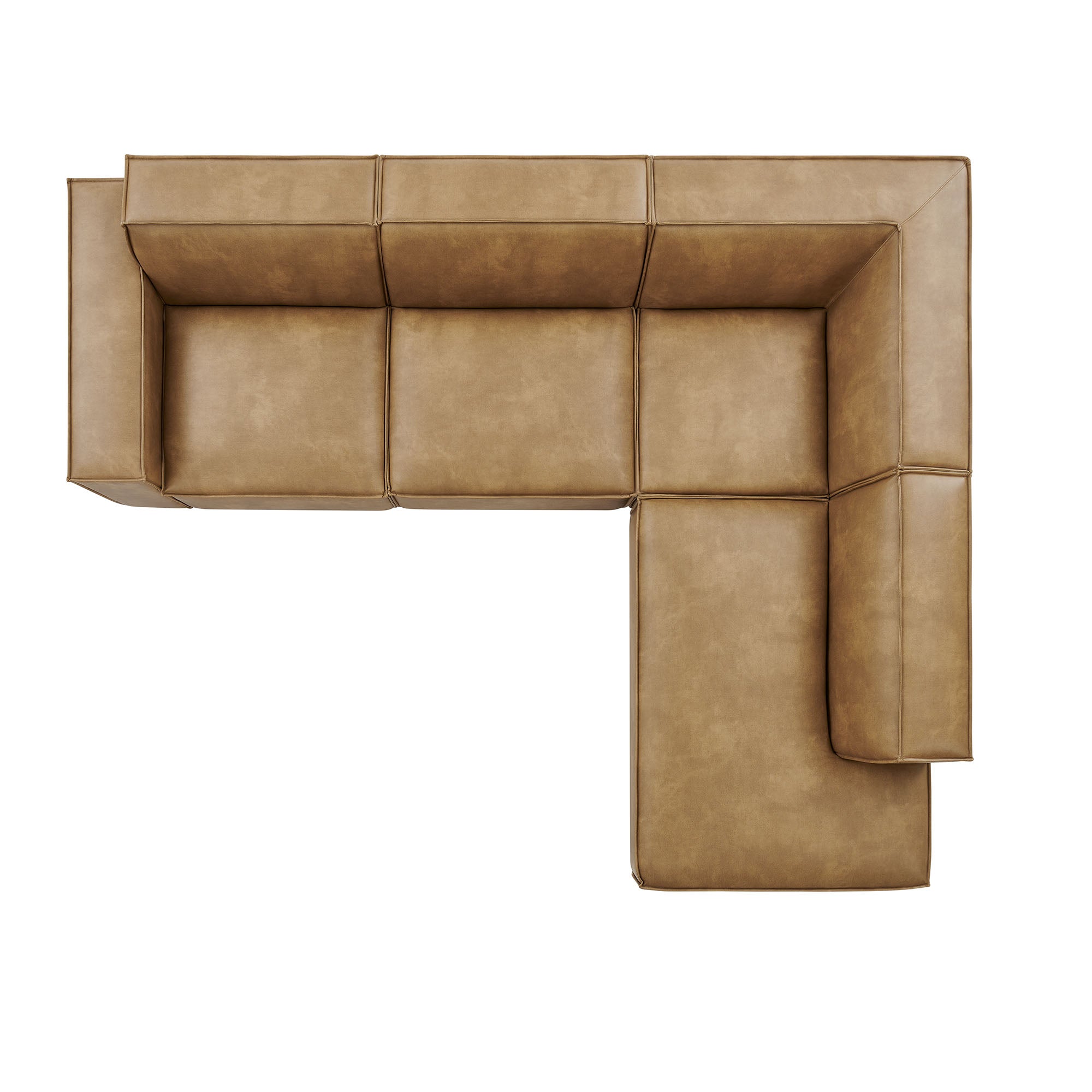 Restore 4-Piece Vegan Leather Modular L-Shaped Sofa - Toast (Chair, Corner Chair, Chaise, Chair)