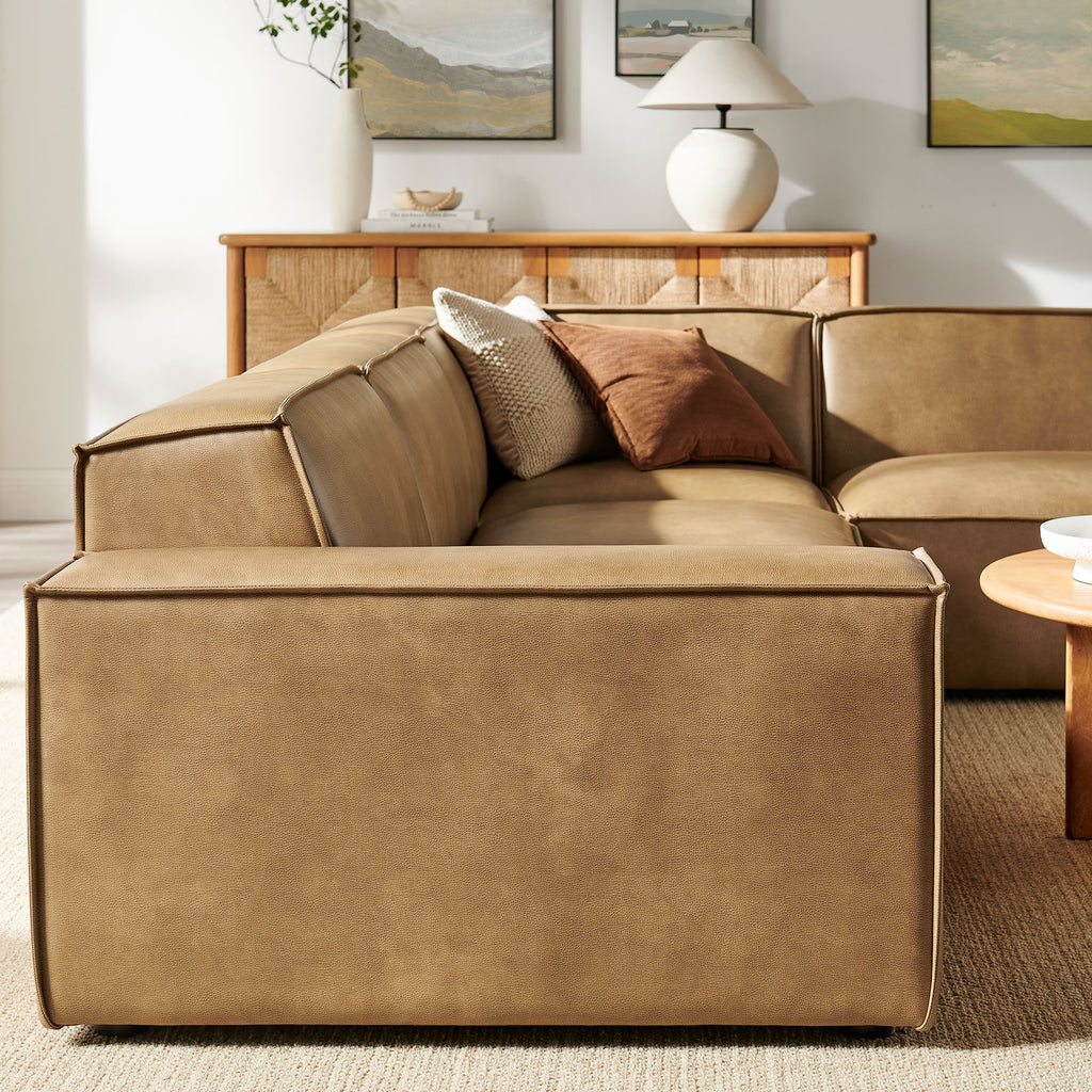Restore 4-Piece Vegan Leather Modular L-Shaped Sofa - Toast (Chair, Corner Chair, Chaise, Chair)