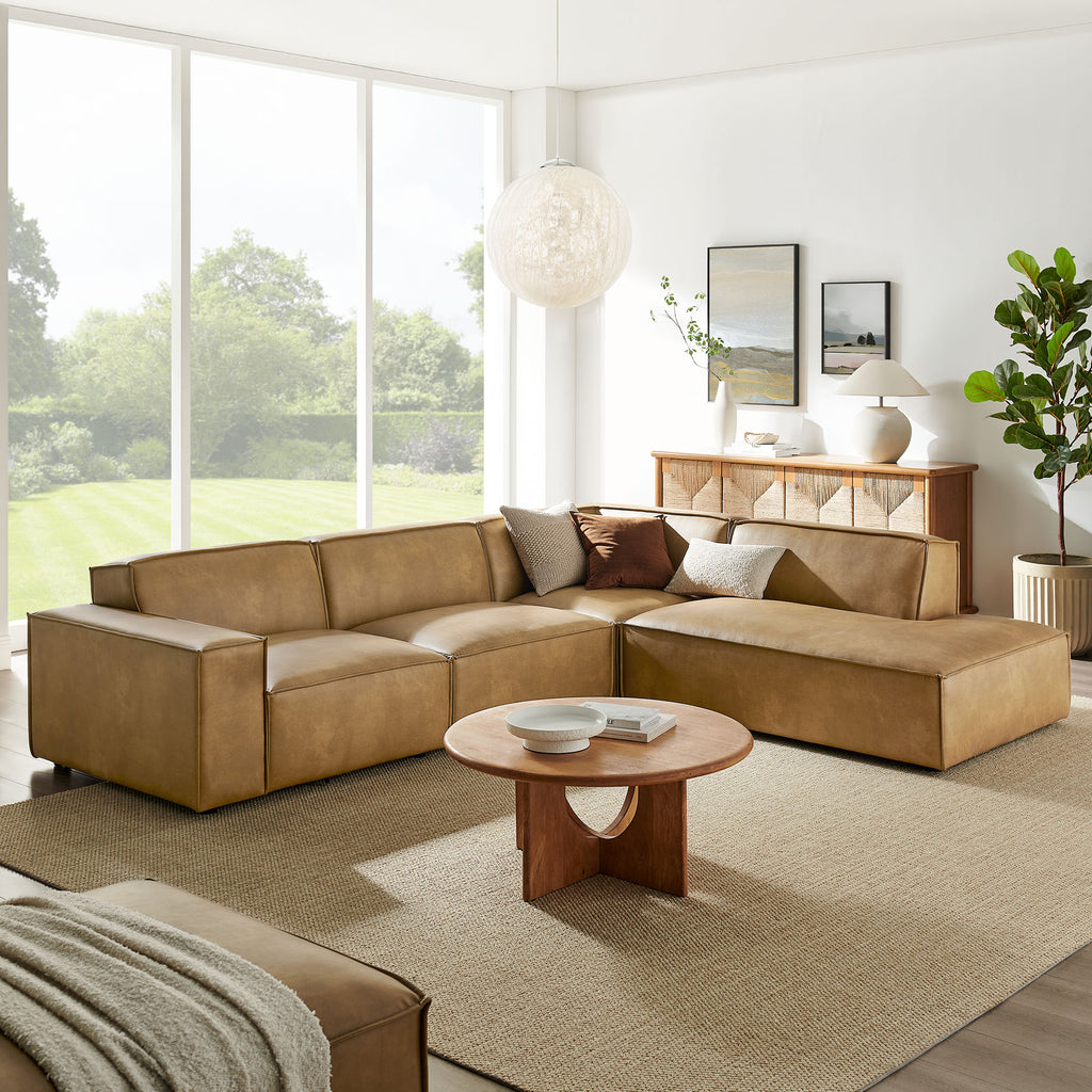 Restore 4-Piece Vegan Leather Modular L-Shaped Sofa - Toast (Chair, Corner Chair, Chaise, Chair)