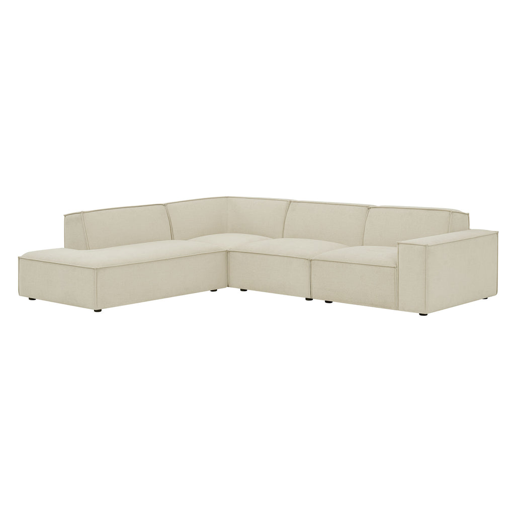 Restore 4-Piece Performance Fabric Upholstered Modular L-Shaped Sofa - Ecru (Chair, Chaise, Chair, Corner Chair)