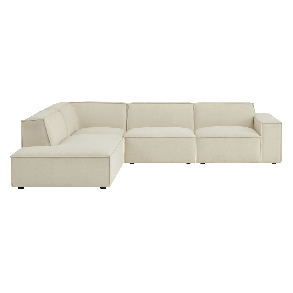 Restore 4-Piece Performance Fabric Upholstered Modular L-Shaped Sofa - Ecru (Chair, Chaise, Chair, Corner Chair)