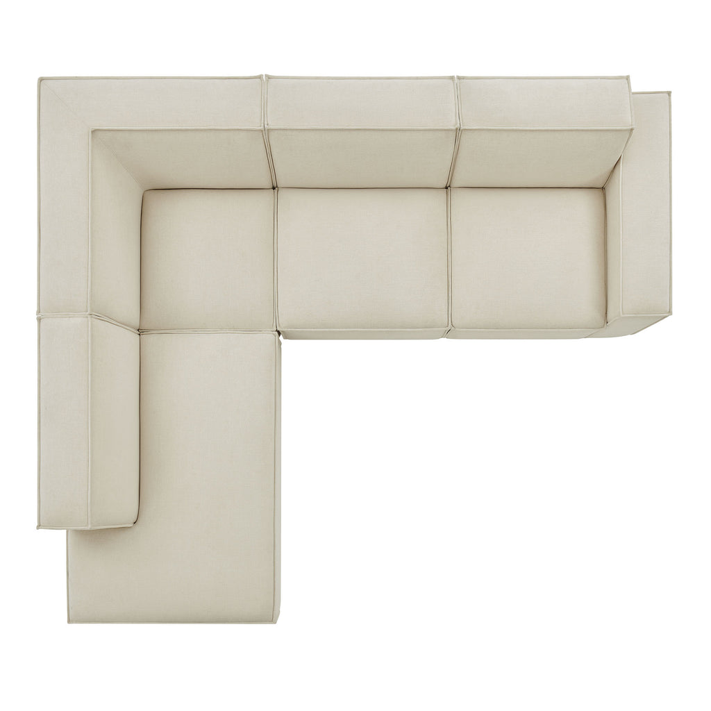 Restore 4-Piece Performance Fabric Upholstered Modular L-Shaped Sofa - Ecru (Chair, Chaise, Chair, Corner Chair)