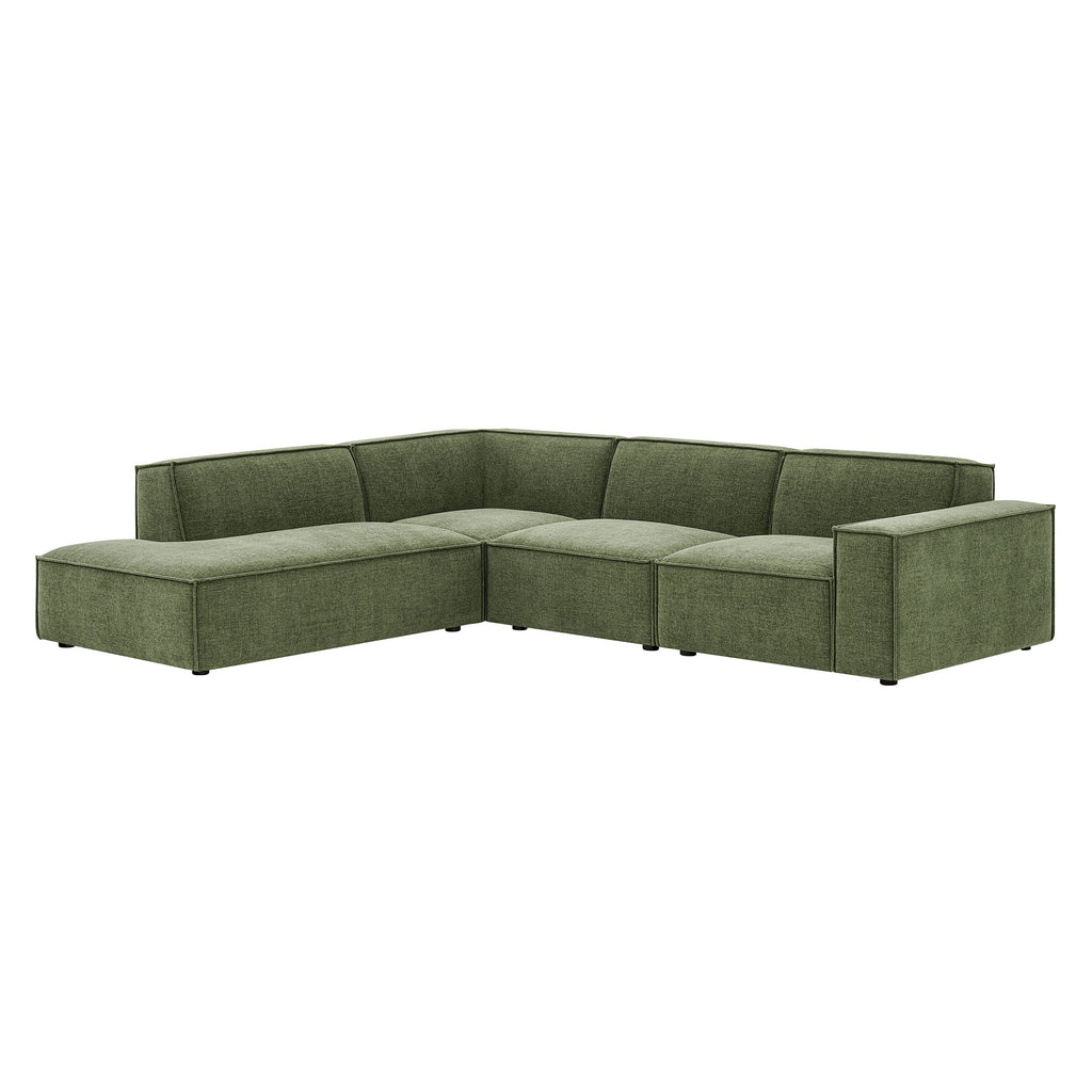 Restore 4-Piece Performance Fabric Upholstered Modular L-Shaped Sofa - Foliage (Chair, Chaise, Chair, Corner Chair)