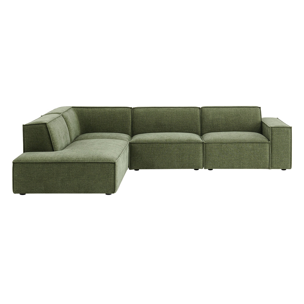 Restore 4-Piece Performance Fabric Upholstered Modular L-Shaped Sofa - Foliage (Chair, Chaise, Chair, Corner Chair)
