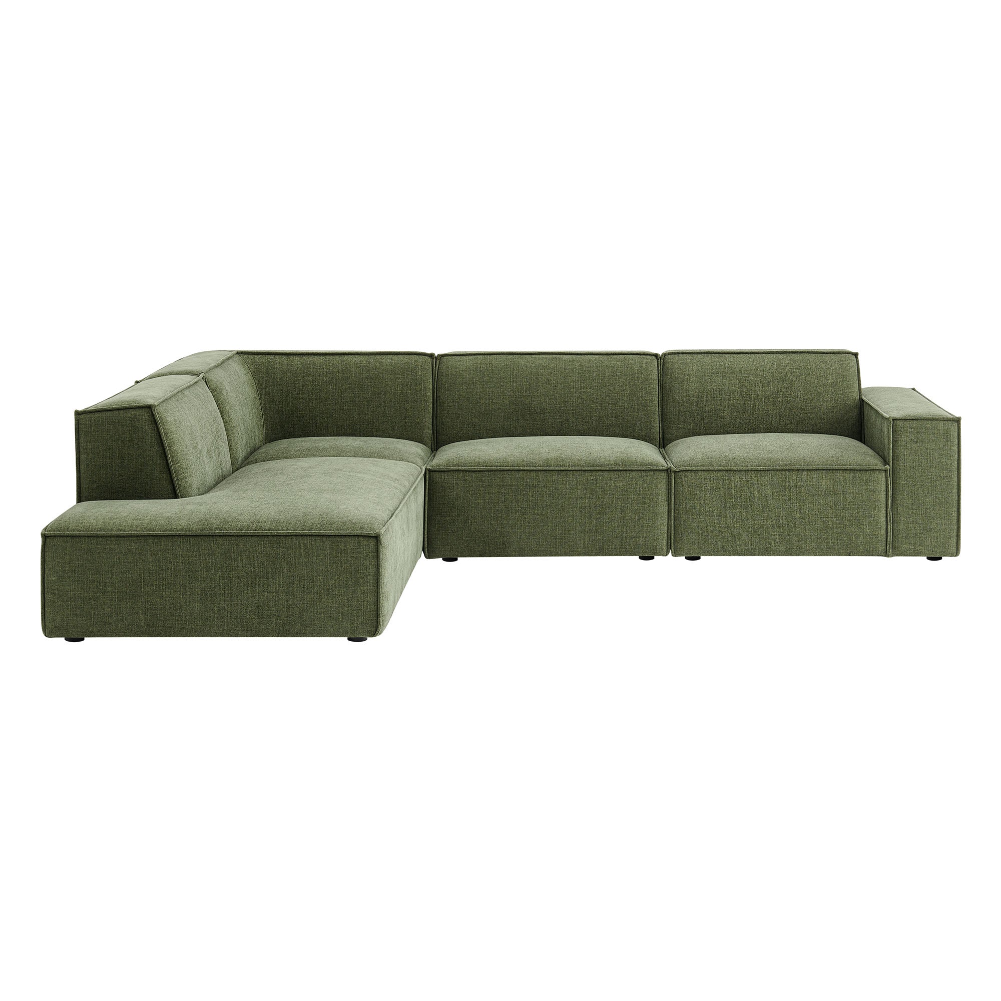 Restore 4-Piece Performance Fabric Upholstered Modular L-Shaped Sofa - Foliage (Chair, Chaise, Chair, Corner Chair)