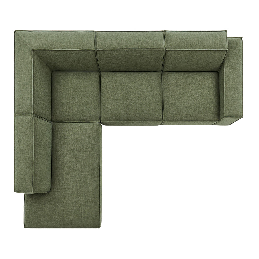 Restore 4-Piece Performance Fabric Upholstered Modular L-Shaped Sofa - Foliage (Chair, Chaise, Chair, Corner Chair)