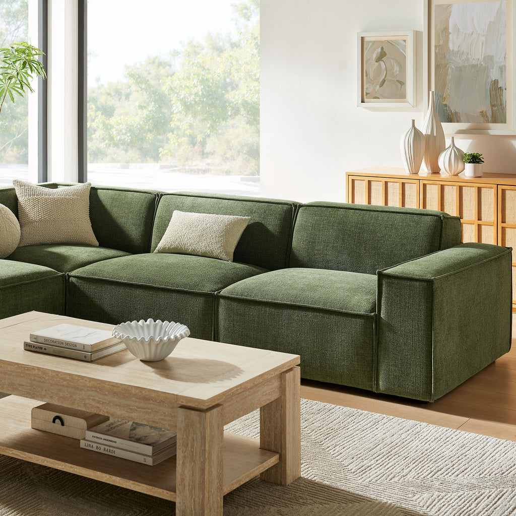 Restore 4-Piece Performance Fabric Upholstered Modular L-Shaped Sofa - Foliage (Chair, Chaise, Chair, Corner Chair)