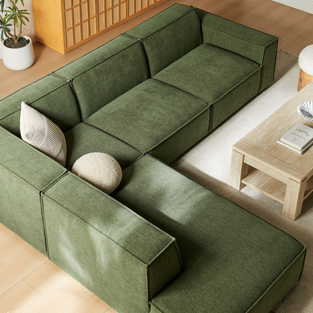 Restore 4-Piece Performance Fabric Upholstered Modular L-Shaped Sofa - Foliage (Chair, Chaise, Chair, Corner Chair)