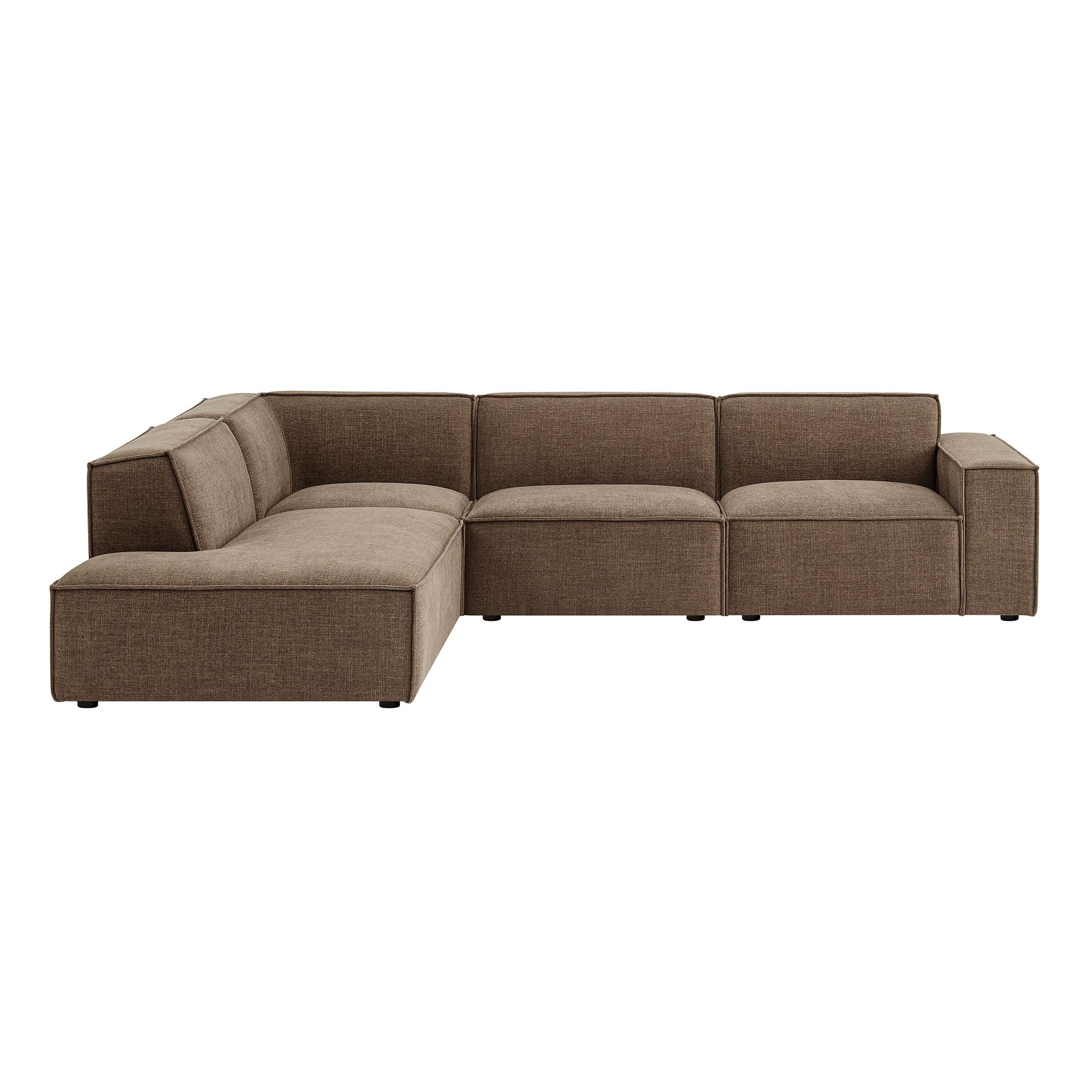 Restore 4-Piece Performance Fabric Upholstered Modular L-Shaped Sofa - Mocha (Chair, Chaise, Chair, Corner Chair)