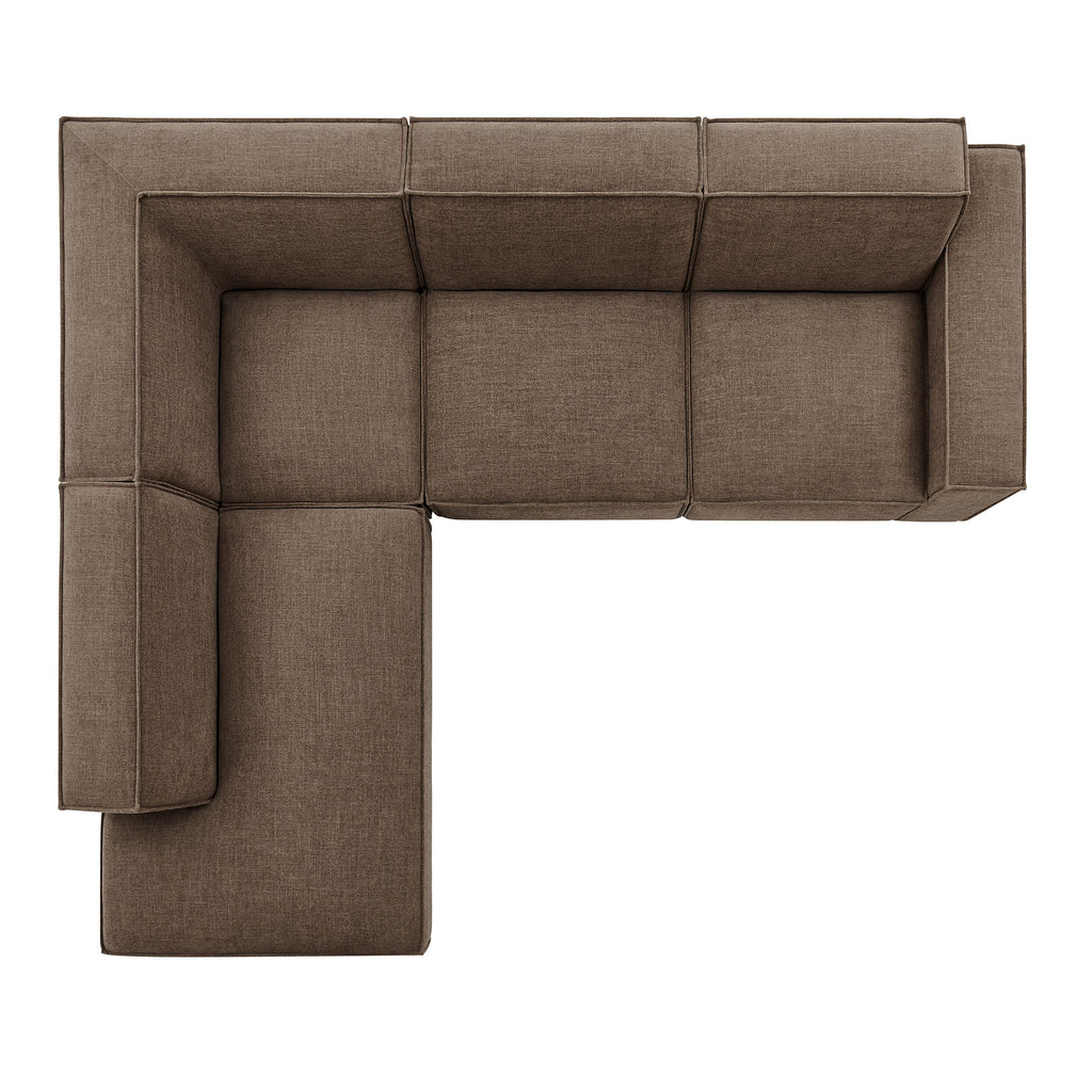 Restore 4-Piece Performance Fabric Upholstered Modular L-Shaped Sofa - Mocha (Chair, Chaise, Chair, Corner Chair)
