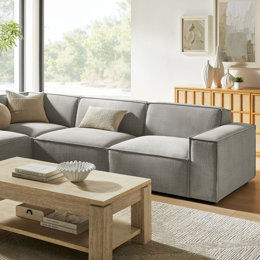 Restore 4-Piece Performance Fabric Upholstered Modular L-Shaped Sofa - Pewter (Chair, Chaise, Chair, Corner Chair)