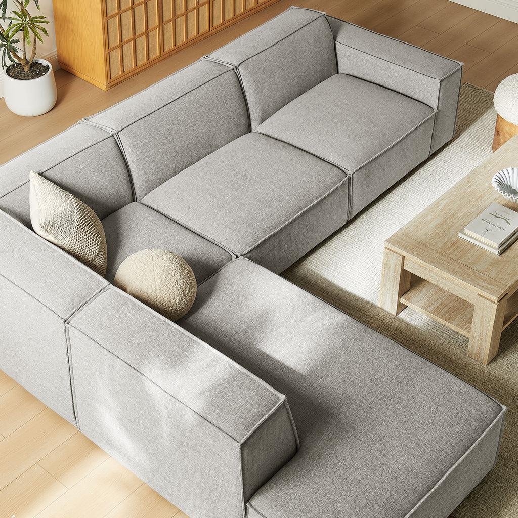 Restore 4-Piece Performance Fabric Upholstered Modular L-Shaped Sofa - Pewter (Chair, Chaise, Chair, Corner Chair)