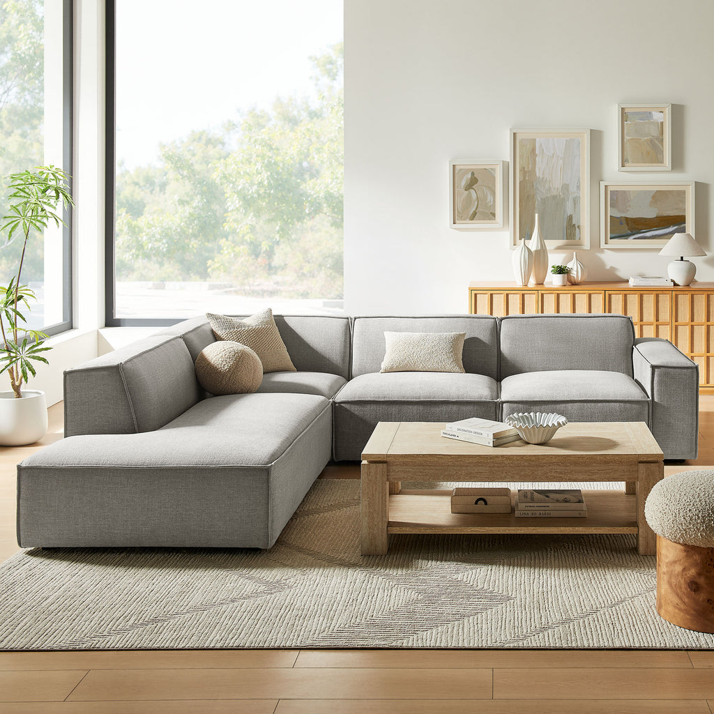 Restore 4-Piece Performance Fabric Upholstered Modular L-Shaped Sofa - Pewter (Chair, Chaise, Chair, Corner Chair)