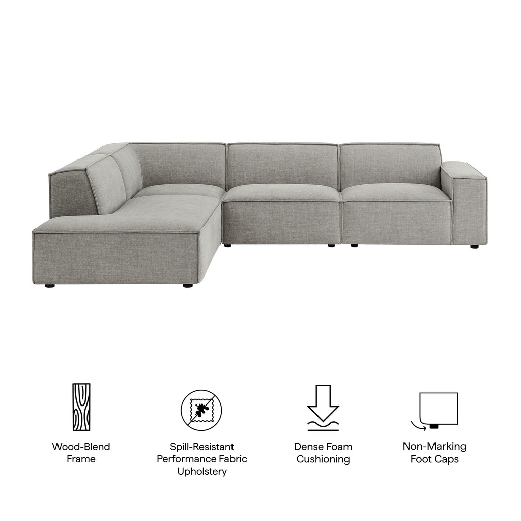 Restore 4-Piece Performance Fabric Upholstered Modular L-Shaped Sofa - Pewter (Chair, Chaise, Chair, Corner Chair)