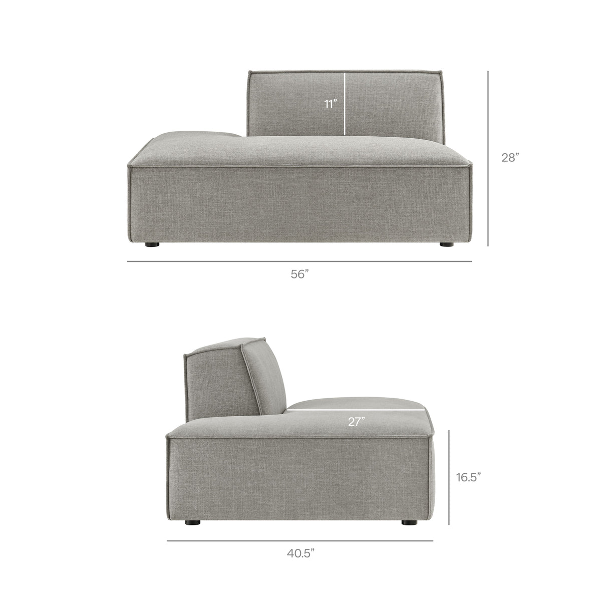 Restore 4-Piece Performance Fabric Upholstered Modular L-Shaped Sofa - Pewter (Chair, Chaise, Chair, Corner Chair)
