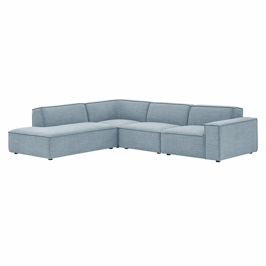 Restore 4-Piece Performance Fabric Upholstered Modular L-Shaped Sofa - Sky (Chair, Chaise, Chair, Corner Chair)