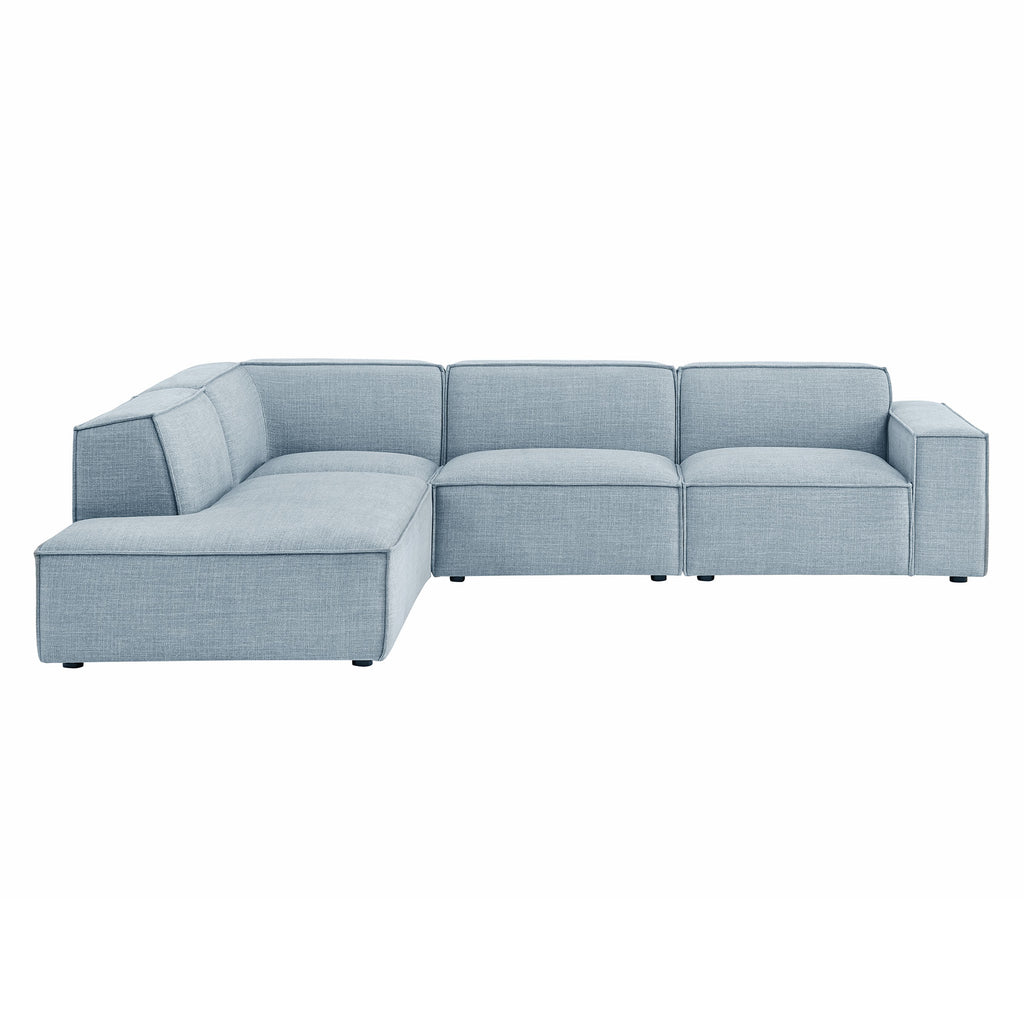 Restore 4-Piece Performance Fabric Upholstered Modular L-Shaped Sofa - Sky (Chair, Chaise, Chair, Corner Chair)