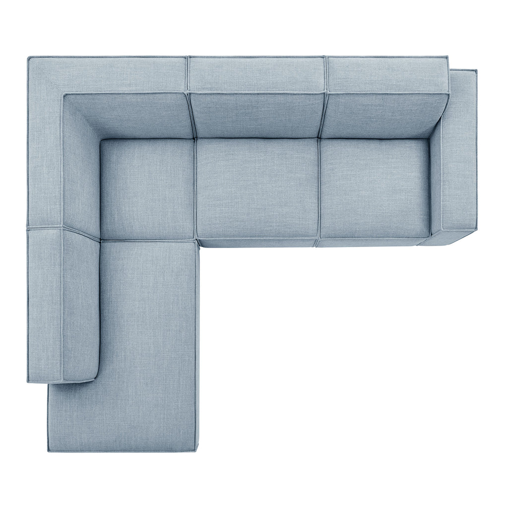 Restore 4-Piece Performance Fabric Upholstered Modular L-Shaped Sofa - Sky (Chair, Chaise, Chair, Corner Chair)