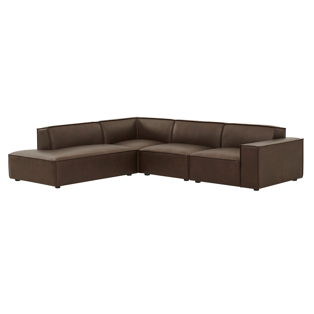 Restore 4-Piece Vegan Leather Modular L-Shaped Sofa - Espresso (Chair, Chaise, Chair, Corner Chair)