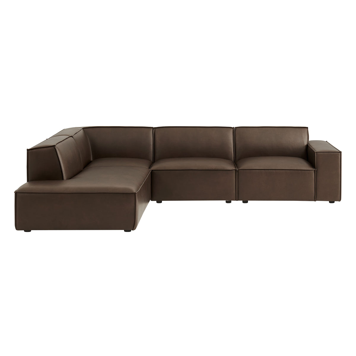 Restore 4-Piece Vegan Leather Modular L-Shaped Sofa - Espresso (Chair, Chaise, Chair, Corner Chair)