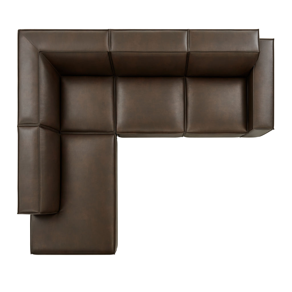 Restore 4-Piece Vegan Leather Modular L-Shaped Sofa - Espresso (Chair, Chaise, Chair, Corner Chair)