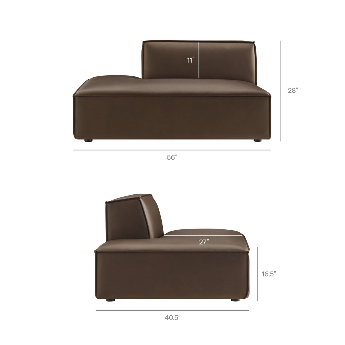 Restore 4-Piece Vegan Leather Modular L-Shaped Sofa - Espresso (Chair, Chaise, Chair, Corner Chair)