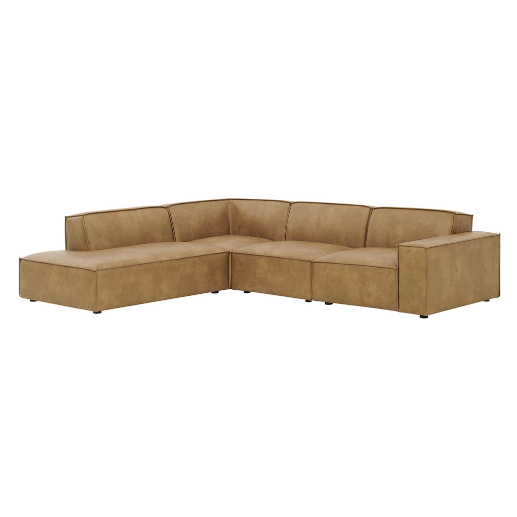 Restore 4-Piece Vegan Leather Modular L-Shaped Sofa - Toast (Chair, Chaise, Chair, Corner Chair)