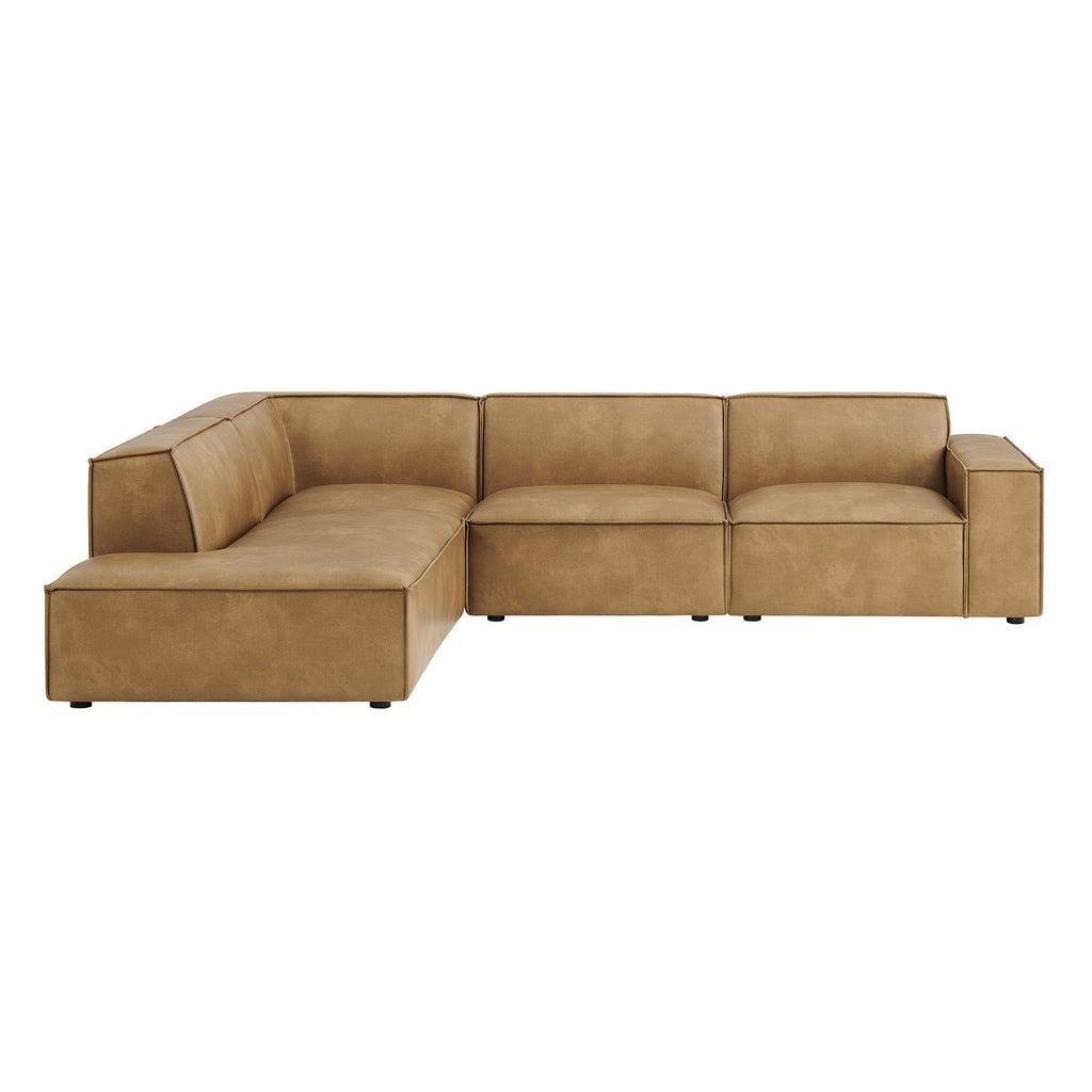 Restore 4-Piece Vegan Leather Modular L-Shaped Sofa - Toast (Chair, Chaise, Chair, Corner Chair)